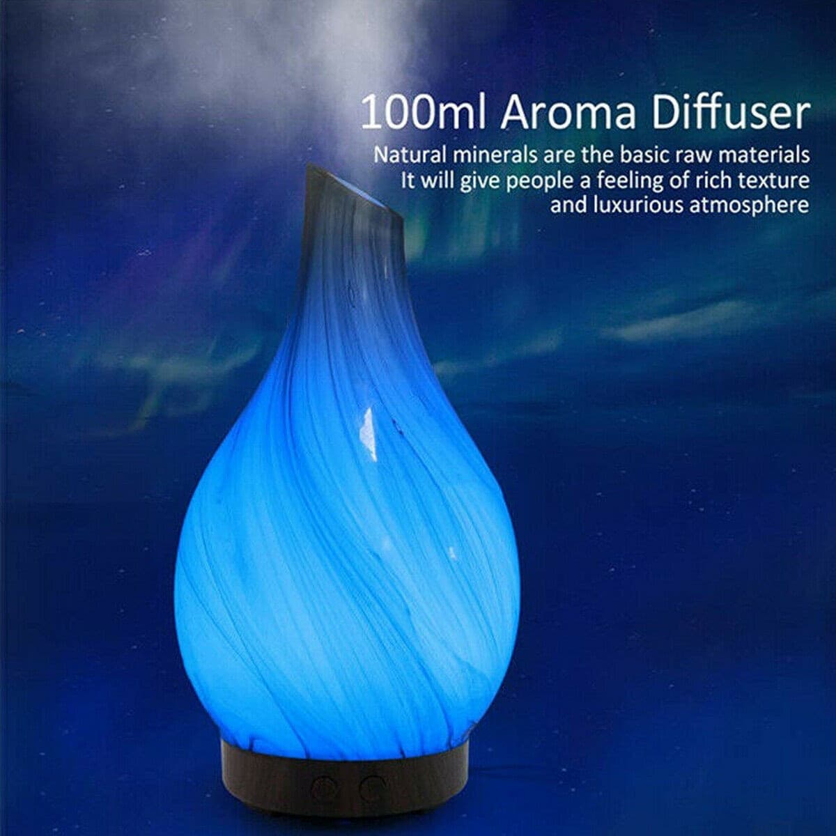 DIFFUSORE OLI VETRO CROMOTERAPIA AROMATERAPIA UMIDIFICATORE BIANCO E NERO 02 LED - 3