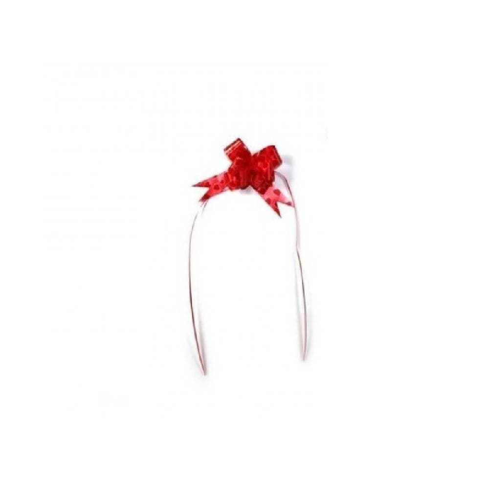 SET 10 PEZZI COCCARDA FIOCCO CON CUORI ROSSI NASTRO AUTOTIRANTI 50,5 X 3 CM - 2