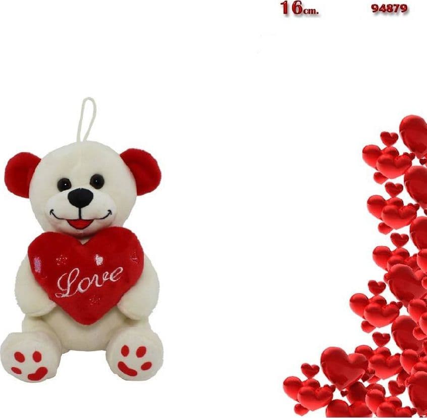 ORSO PELUCHE ORSETTO CON CUORE SCRITTA LOVE 16CM LACCIO IDEA SAN VALENTINO 94879 - 2