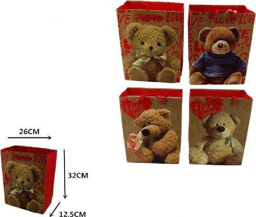 SET 6 BUSTE REGALO SAN VALENTINO ORSO SACCHETTO 26X32X12.5CM 59520 VARI MODELLI - 2