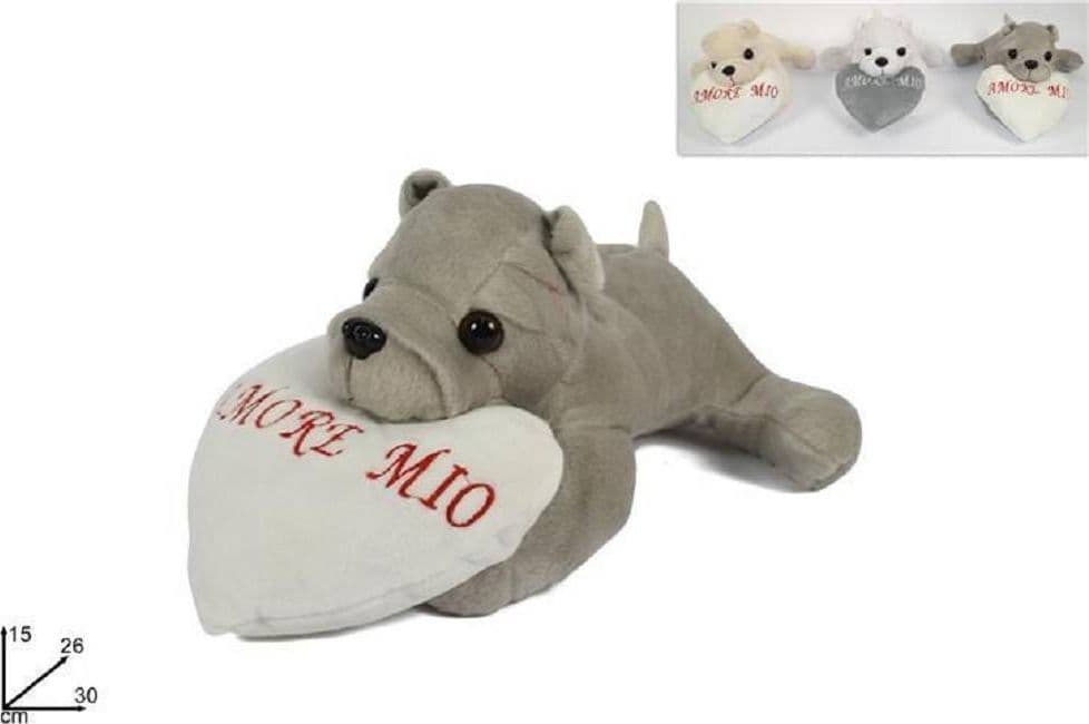 PELUCHE CANE SDRAIATO CON CUORE AMORE MIO CAGNOLINO SAN VALENTINO COLORI VARI - 2