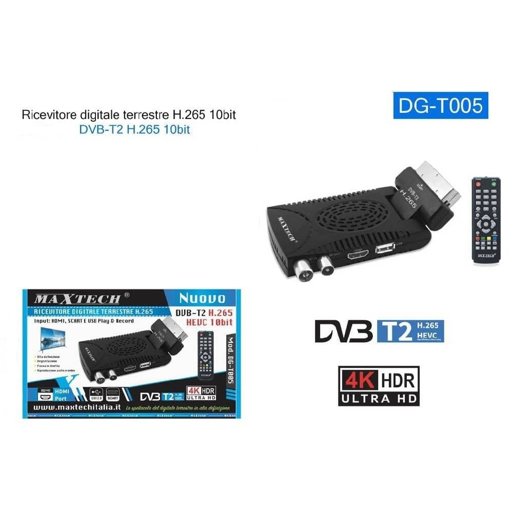 RICEVITORE DIGITALE TERRESTRE DVB-T2 H265 HEVC 10BIT DECODER DGT005 HDMI SCART USB - 2