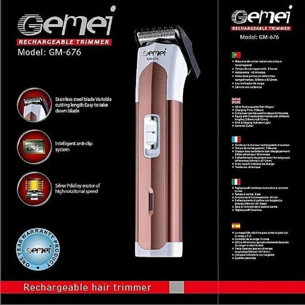 TAGLIACAPELLI BARBA TRIMMER ELETTRICO RICARICABILE PROFESSIONALE GM676 A BATTERIA - 3