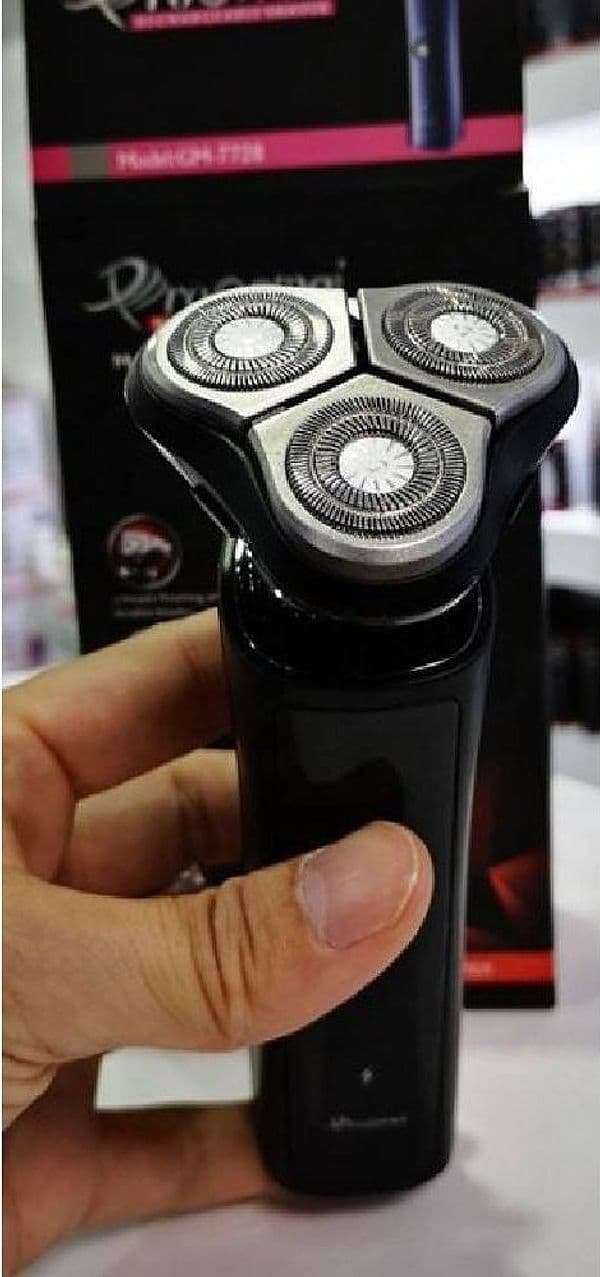 RASOIO ELETTRICO GM7728 A BATTERIA 3 TESTINE PROFESSIONALE BARBA CAPELLI CORDLESS - 9