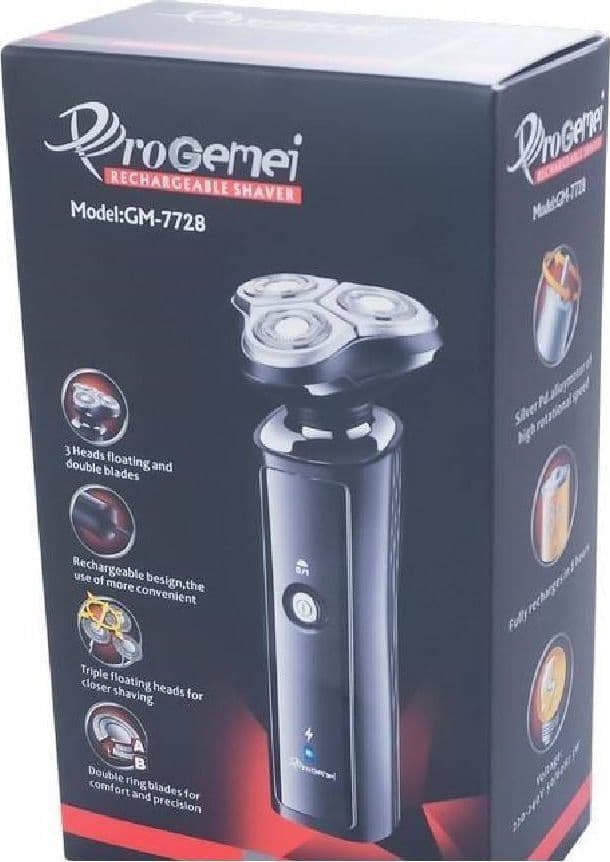 RASOIO ELETTRICO GM7728 A BATTERIA 3 TESTINE PROFESSIONALE BARBA CAPELLI CORDLESS - 10