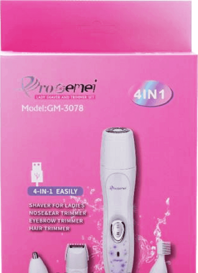 KIT 4 IN 1 RASOIO RIFINITORE DONNA EPILATORE PROFESSIONALE RICARICABILE GM-3078 - 8