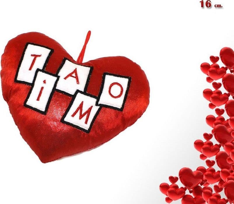 CUORE IN PELUCHE ROSSO CON SCRITTA TI AMO 16 CM IDEA REGALO SAN VALENTINO 86998 - 2