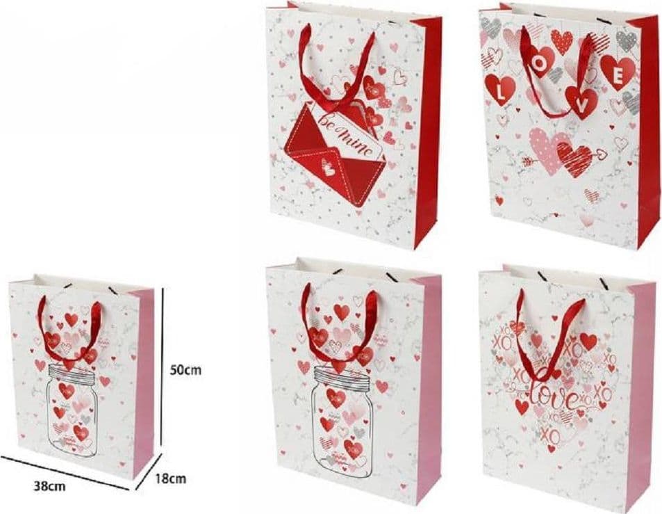 BUSTA DA REGALO SACCHETTO SAN VALENTINO 38 X 50 X 18 CM 71090 FANTASIE ASSORTITE - 2