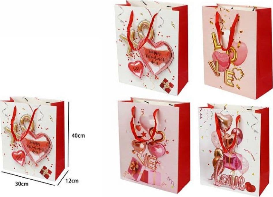 SET 6 BUSTE BORSA REGALO SACCHETTI SAN VALENTINO 30X40X12CM 71097 VARIE FANTASIE - 2