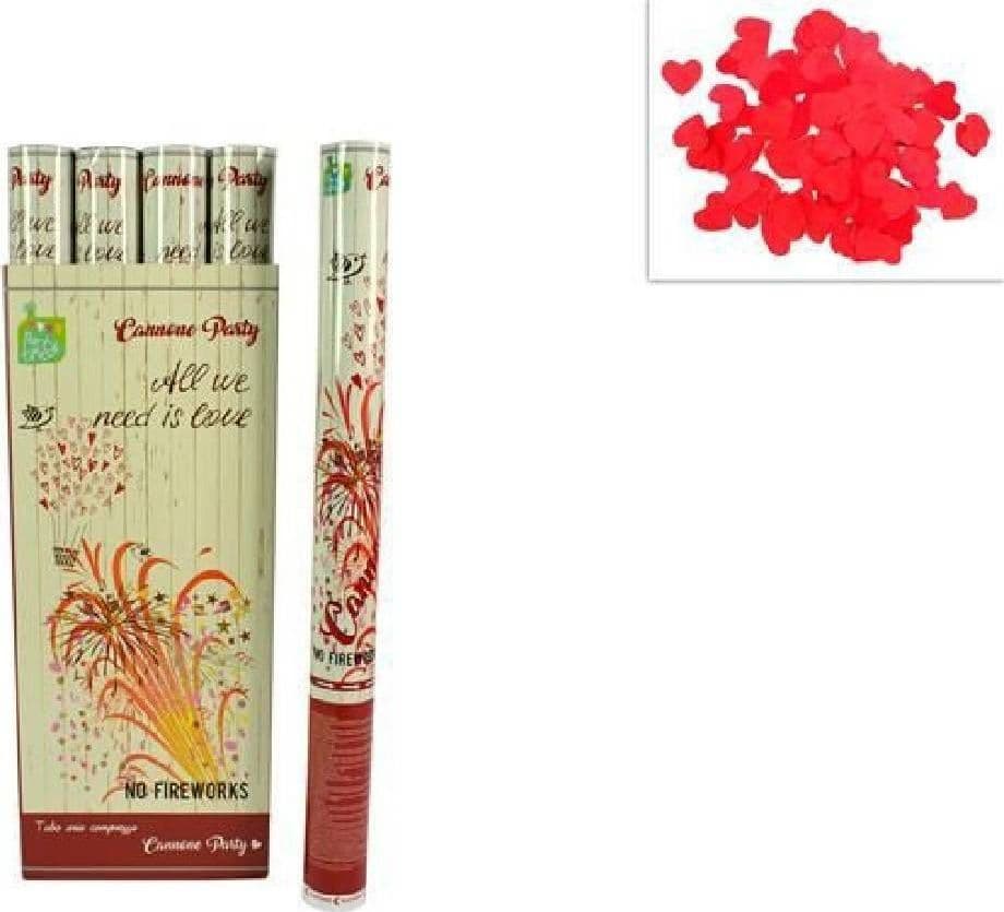 TUBO SPARA CUORI PETALI ROSSI CANNONE PER FESTA SAN VALENTINO PARTY 60 CM - 2