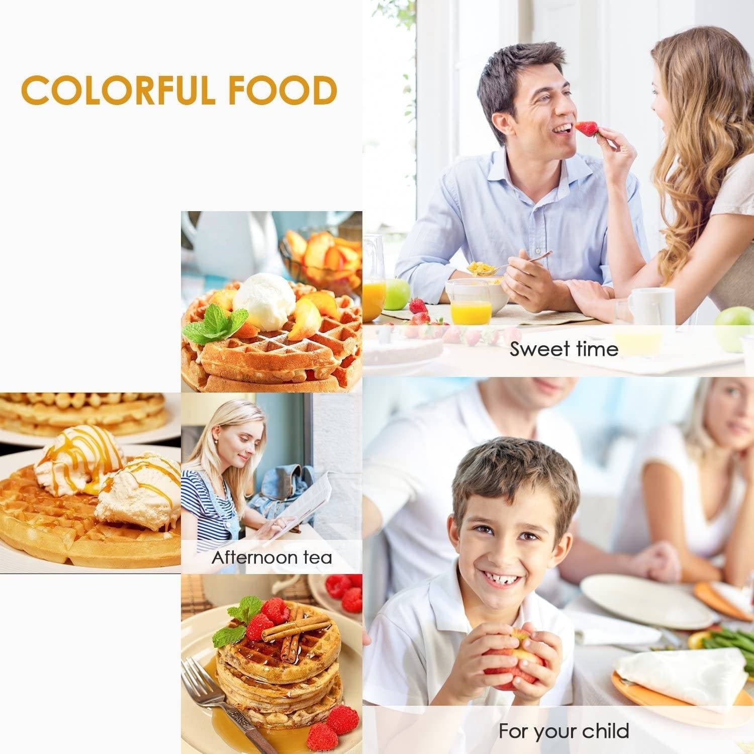 PIASTRA ELETTRICA MACCHINA WAFFLE MAKER 1000W GRIGLIA PIASTRE ANTIADERENTI NERO - 7