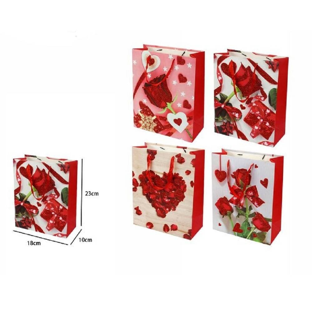 SET 6 PZ. BUSTE DA REGALO 18X23X10CM BORSA SAN VALENTINO ROSE VARI MODELLI 71098 - 2