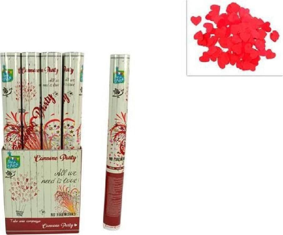 TUBO SPARA CUORI PETALI ROSSI CANNONE PER FESTA SAN VALENTINO PARTY 50 CM - 2