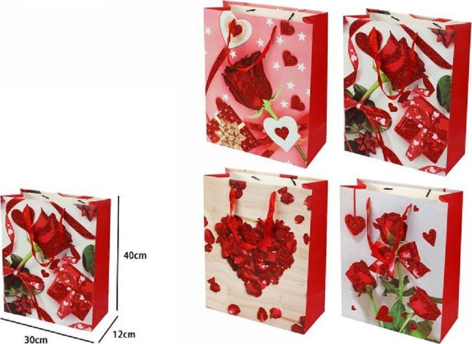 SET 6 PZ. BUSTE DA REGALO 30X40X12CM BORSA SAN VALENTINO ROSE VARI MODELLI 71100 - 2