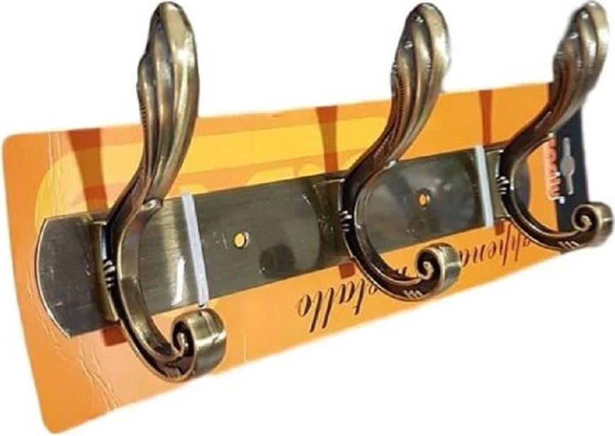 APPENDINI APPENDI PANNI ABITI ASCIUGAMANI PARETE OTTONE BRONZO 3 POSTI 52721A - 2