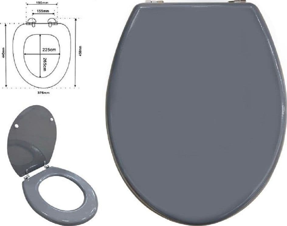 COPRIWATER UNIVERSALE BAGNO COPRI WC IN LEGNO MDF CERNIERE ACCIAIO GRIGIO 52985A - 2