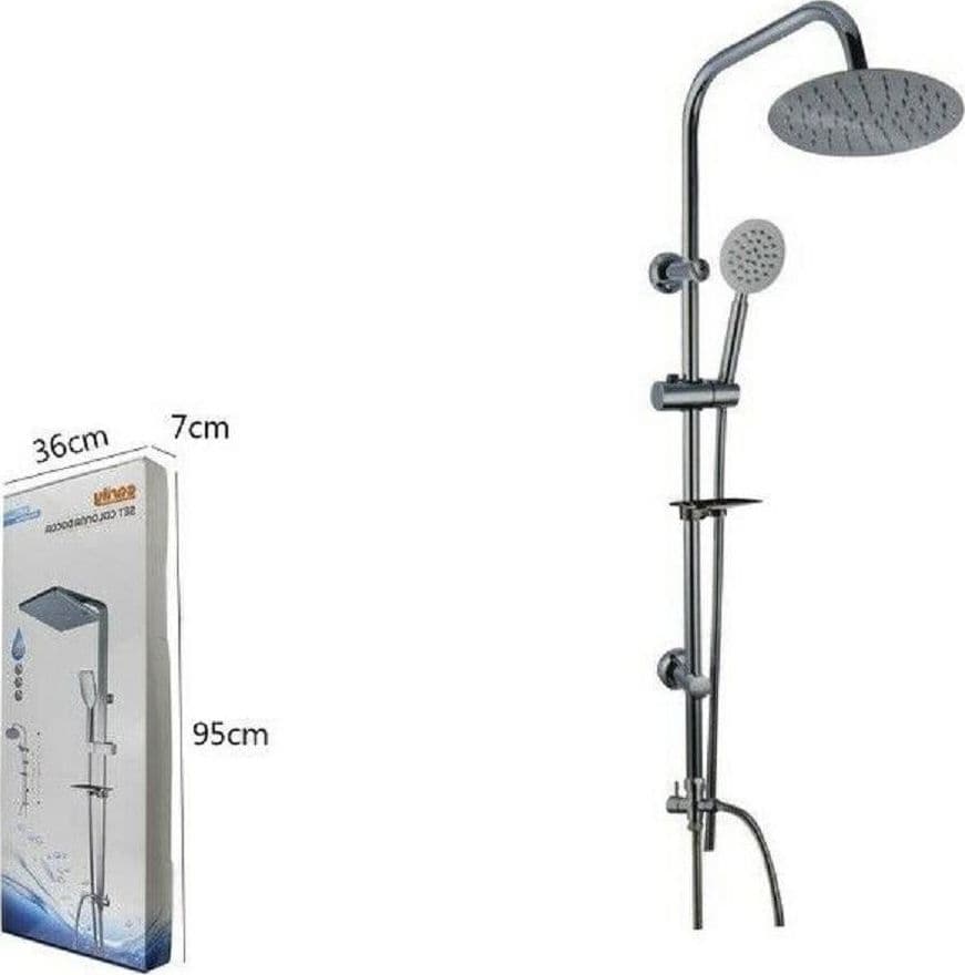 KIT COLONNA DOCCIA SALISCENDI MISCELATORE CROMATO RUBINETTO SOFFIONE BAGNO 69124