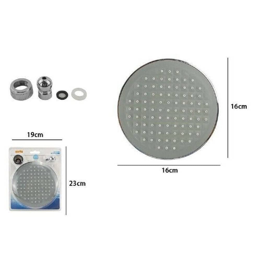 SOFFIONE DOCCIA UGELLI FORI BAGNO MISCELATORE 16CM TONDO AD ALTA PRESSIONE 59159 - 2
