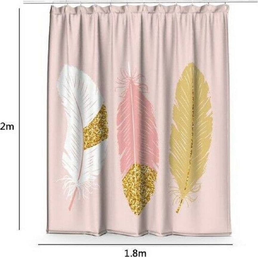 TENDA DOCCIA ANTIMUFFA IMPERMEABILE 180X200CM CON ANELLI BAGNO ROSA PIUME 69792 - 2