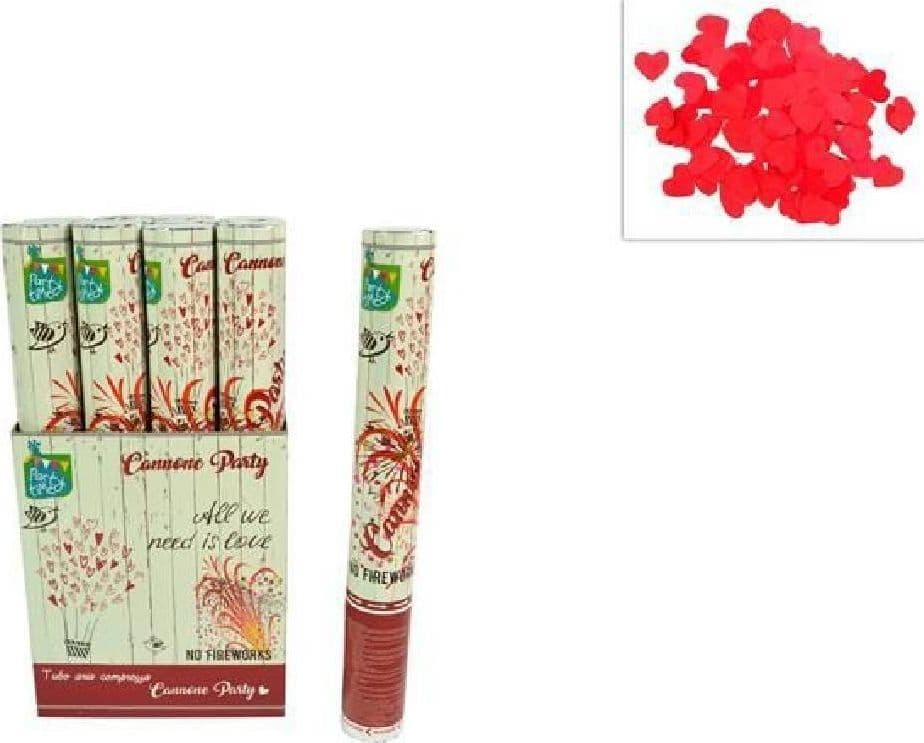 TUBO SPARA CUORI PETALI ROSSI CANNONE PER FESTA SAN VALENTINO PARTY 40 CM - 2