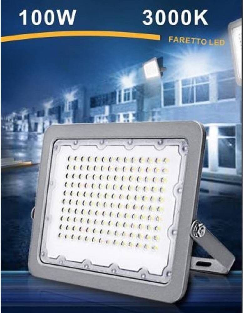FARO LED 100W ULTRA SLIM ESTERNO GRIGIO IP65 LUCE 6500K 4000K 3000K FS100 - 5
