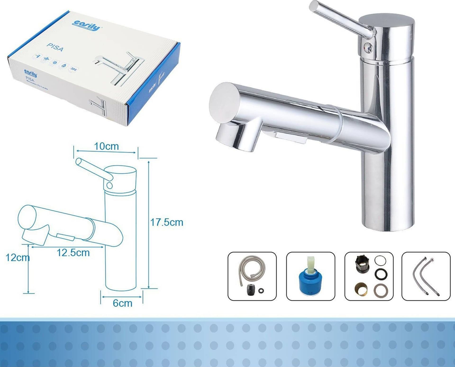 RUBINETTO MONOCOMANDO LAVELLO CUCINA CON DOCCETTA ESTRAIBILE A CANNA CORTA BASSA - 3