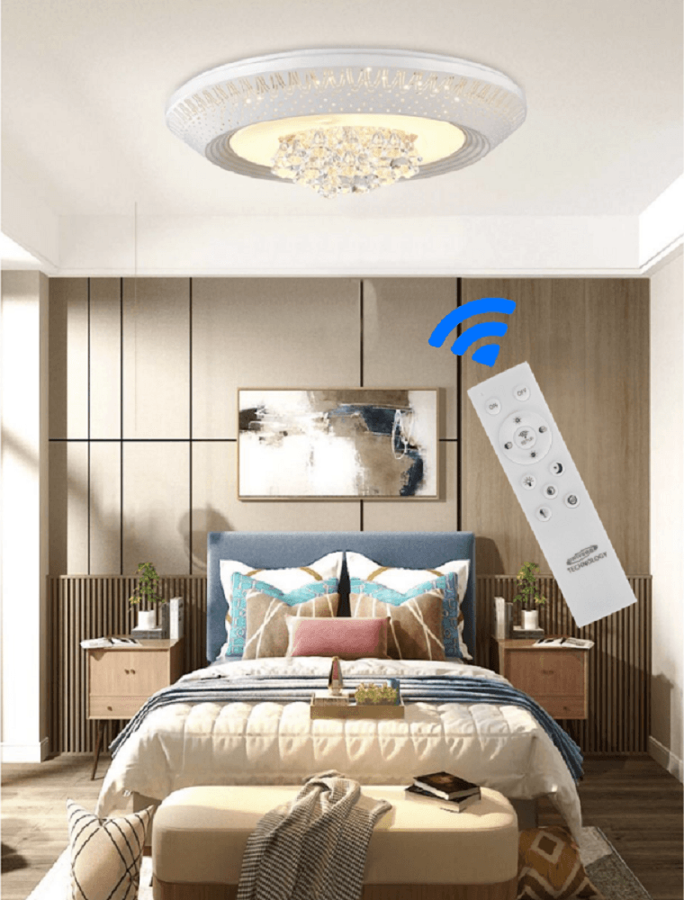 PLAFONIERA 166 WATT LAMPADARIO SOFFITTO MILLE UNA NOTTE 3 TONI LUCE TELECOMANDO – MEDIO – TrAdE Shop Traesio – letto