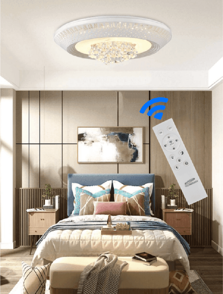 PLAFONIERA 166 WATT LAMPADARIO SOFFITTO MILLE UNA NOTTE 3 TONI LUCE TELECOMANDO - 2