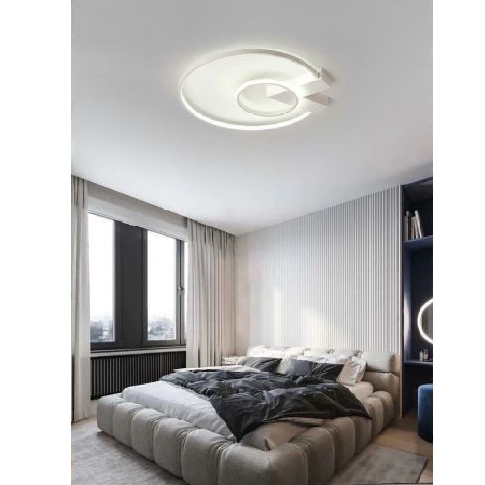 PLAFONIERA LED 32W LAMPADARIO SOFFITTO DESIGN CERCHI MODERNO TONDO BIANCO PN-04B - 5