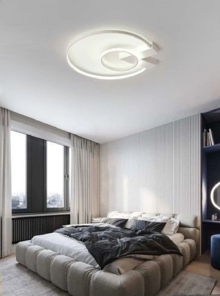 PLAFONIERA LED 32W LAMPADARIO SOFFITTO DESIGN CERCHI MODERNO TONDO BIANCO PN-04B - 3