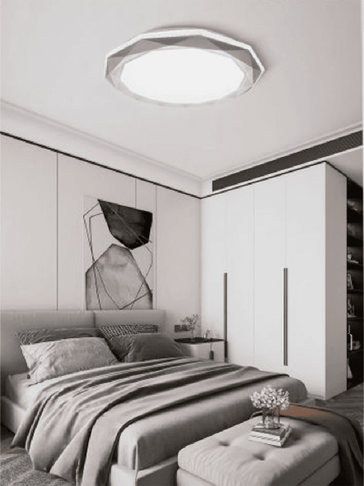 PLAFONIERA LED 46W DIMMERABILE CON SUPERFICE SFACCETTATA LUCE 6500K 4000K – Bianco Freddo – TrAdE Shop Traesio – lampada