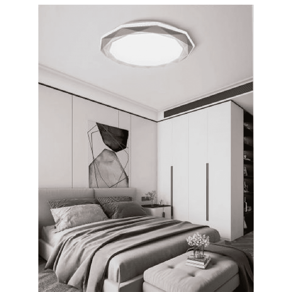 PLAFONIERA LED 46W DIMMERABILE CON SUPERFICE SFACCETTATA LUCE 6500K 4000K - 3