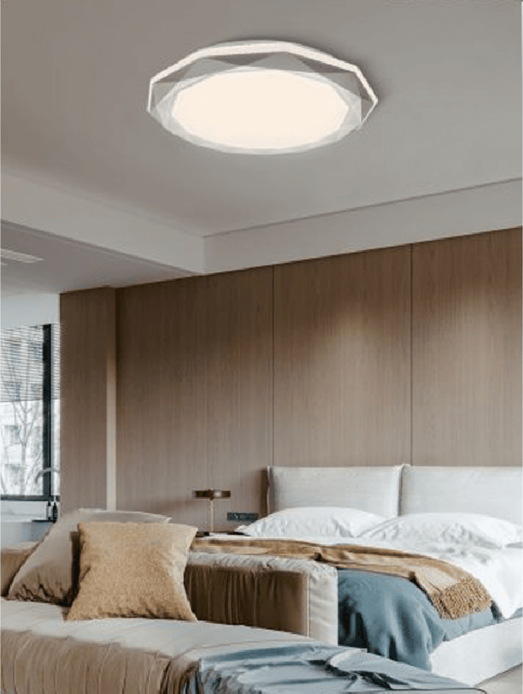 PLAFONIERA LED 46W DIMMERABILE CON SUPERFICE SFACCETTATA LUCE 6500K 4000K – Bianco Naturale – TrAdE Shop Traesio – lampada