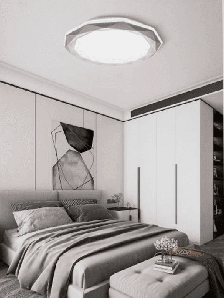 PLAFONIERA LED 46W DIMMERABILE CON SUPERFICE SFACCETTATA LUCE 6500K 4000K - 2
