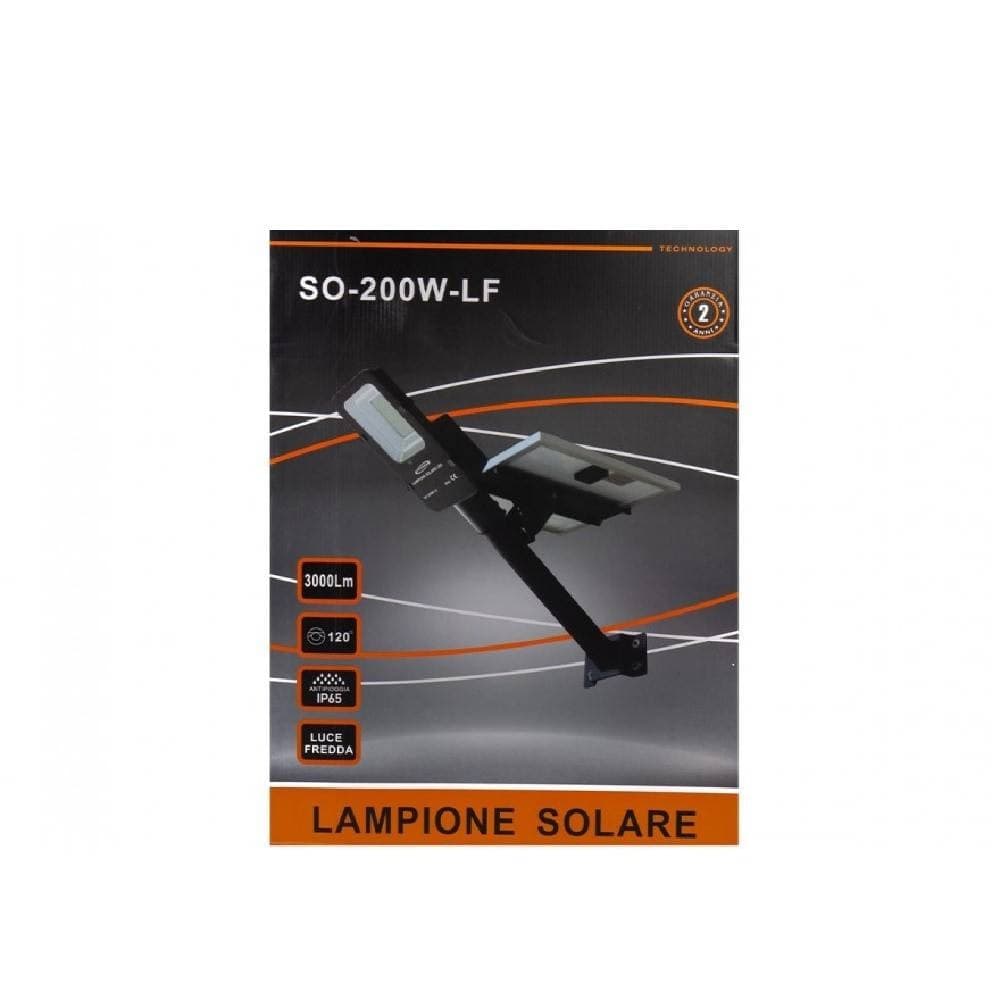 FARO LED LAMPIONE 200W CON PANNELLO ENERGIA SOLARE KIT STAFFA INCLUSO SO-200W-LF - 11