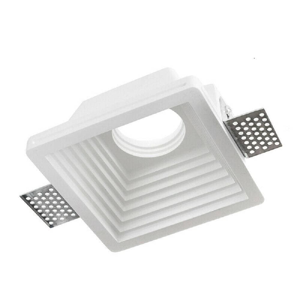 PORTAFARETTO INCASSO IN GESSO A SCOMPARSA PER FARETTO GU10 MOTIVO QUADRATO GS-19 - 2