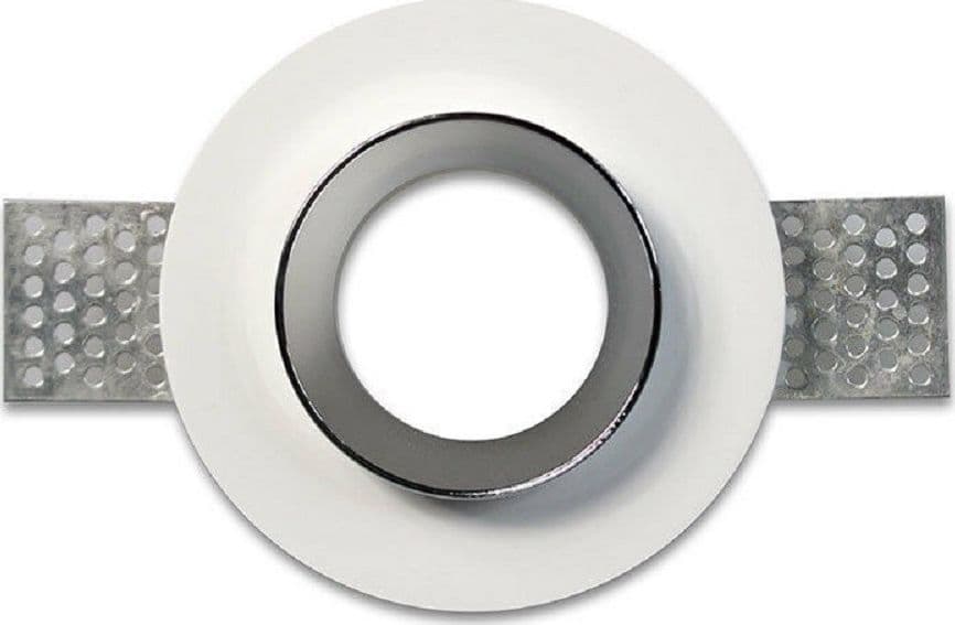 PORTAFARETTO INCASSO GESSO VERNICIABILE TONDO 100MM SCOMPARSA FARETTO GU10 GS-09 - 2