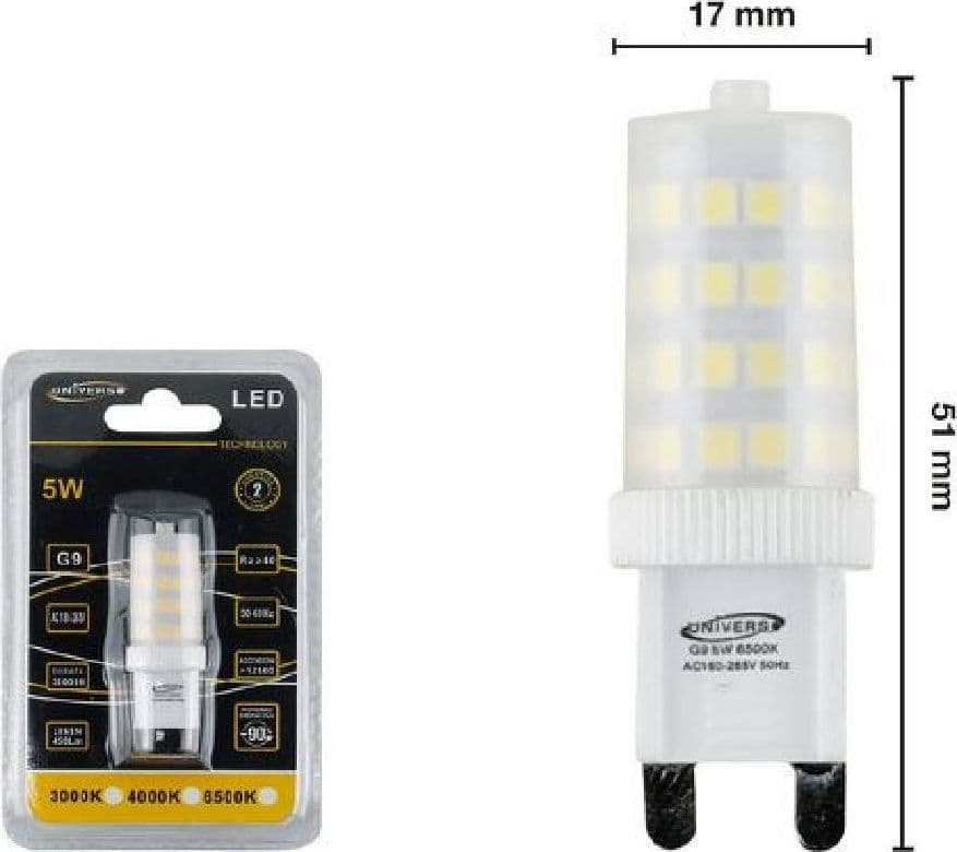 LAMPADINA 51 LED SMD G9 5 WATT LUCE BIANCA FREDDA CALDA NATURALE FARETTO - 2