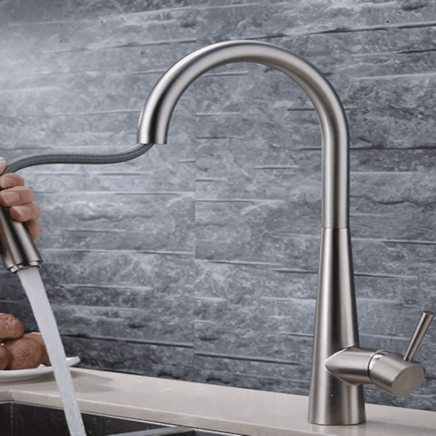 RUBINETTO MONOCOMANDO LAVELLO CUCINA CON DOCCETTA ESTRAIBILE RETRATTILE GIREVOLE - 3