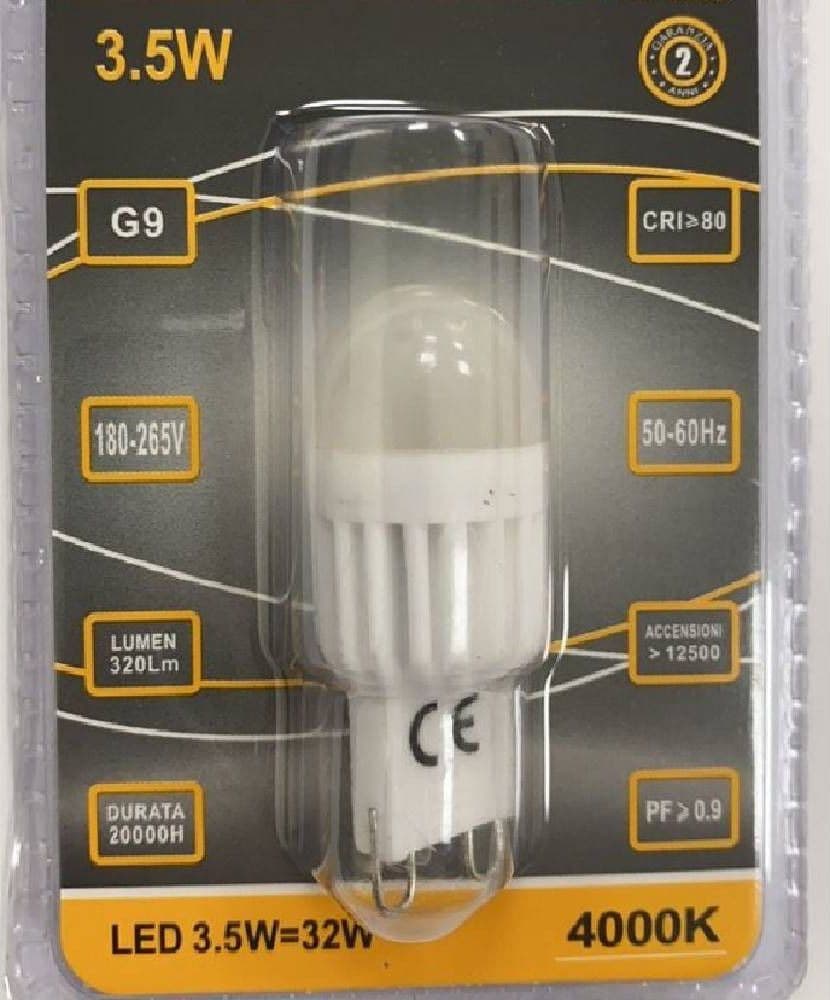 LAMPADINA LED 3.5 WATT ATTACCO G9 COMPATTA LUCE BIANCA CALDA FREDDA NATURALE - 4