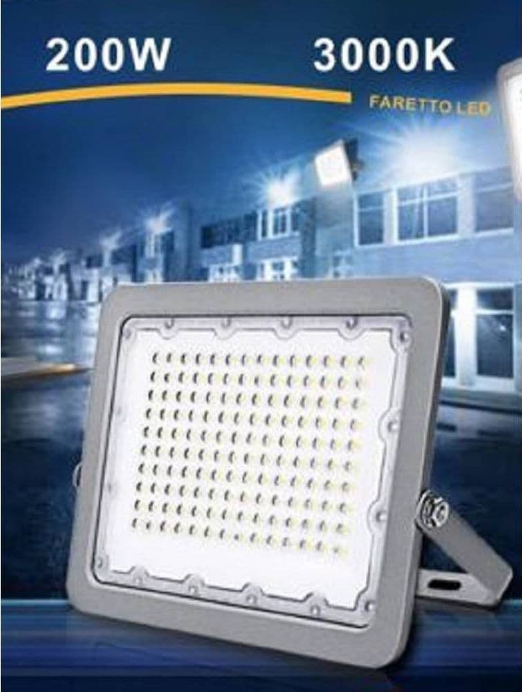 FARO LED 200W ULTRA SLIM ESTERNO GRIGIO IP65 LUCE 6500K 4000K 3000K FS200W-G5 - 4