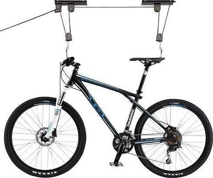 PORTABICI SOSPENSIONE APPENDI BICI SOFFITTO CANTINA GARAGE CARRUCOLA 1 BICI 20KG - 2