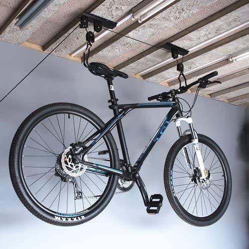 PORTABICI SOSPENSIONE APPENDI BICI SOFFITTO CANTINA GARAGE CARRUCOLA 1 BICI 20KG - 3