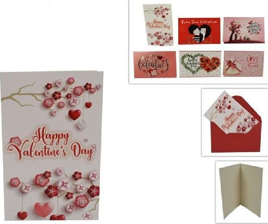 SET 3 BIGLIETTI AUGURI SAN VALENTINO BIGLIETTINO 13.5X8.5CM 6 FANTASIE ASSORTITE - 2