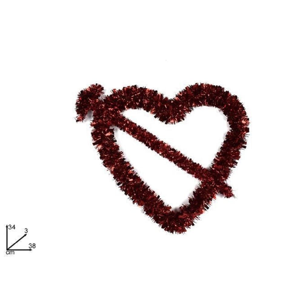 CUORE ROSSO CON FRECCIA DI GHIRLANDA DECORAZIONE SAN VALENTINO 38 X 34 X 3 CM - 2