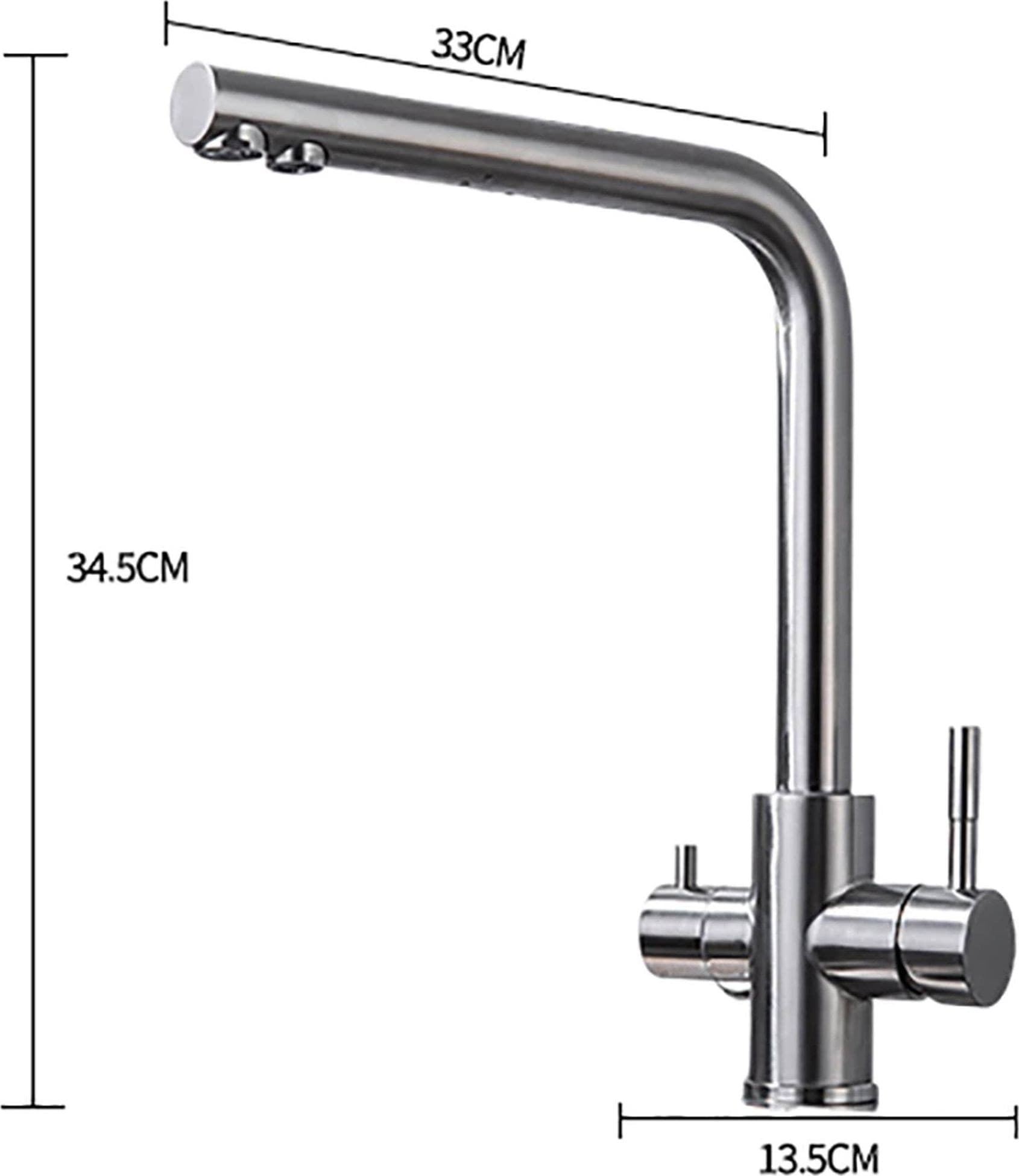 RUBINETTO MONOCOMANDO LAVELLO CUCINA 3 VIE ACQUA FREDDA E CALDA GIREVOLE 360° - 5