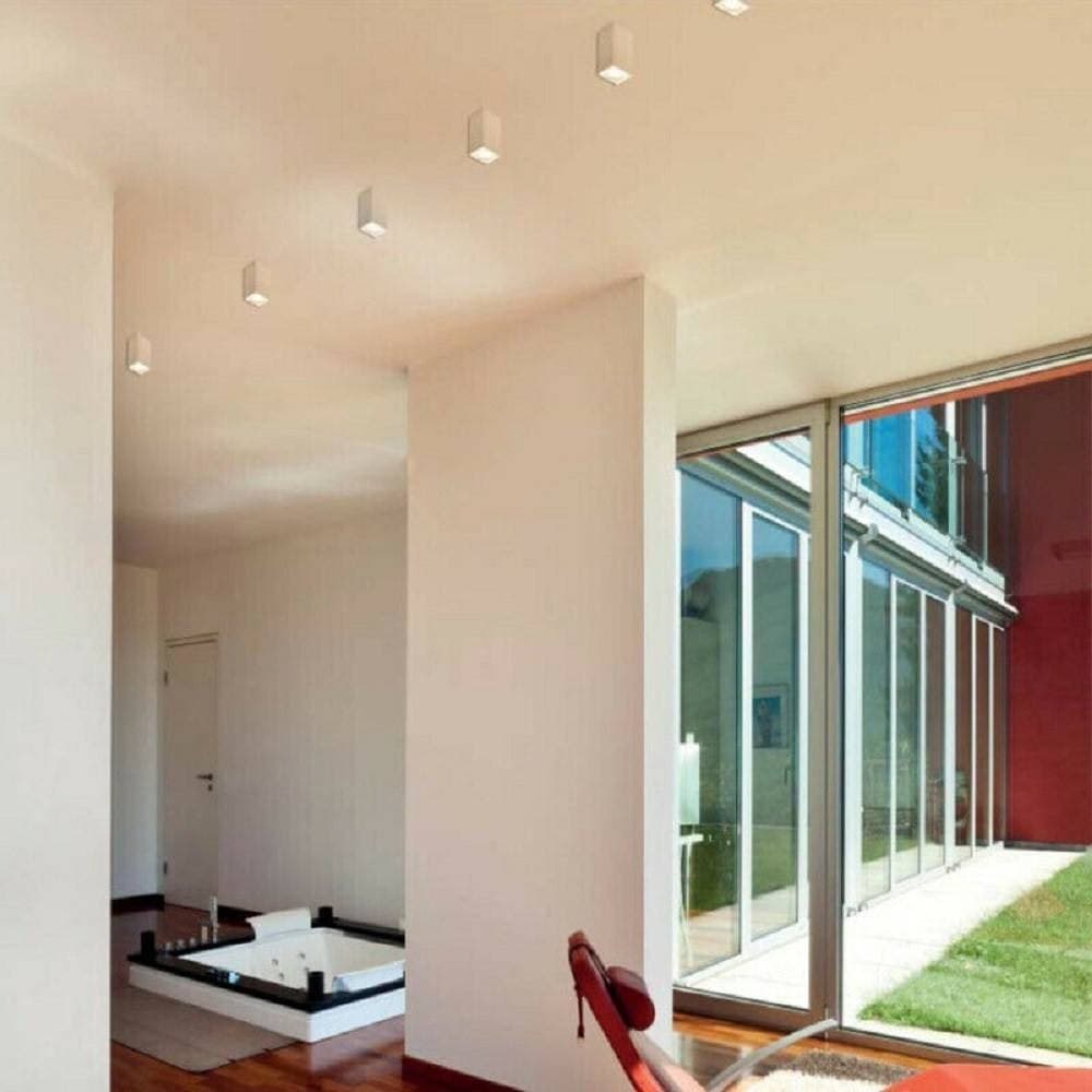 APPLIQUE SOFFITTO PORTAFARETTO IN GESSO A CUBO VERNICIABILE ATTACCO GU10 GS-C14 - 6