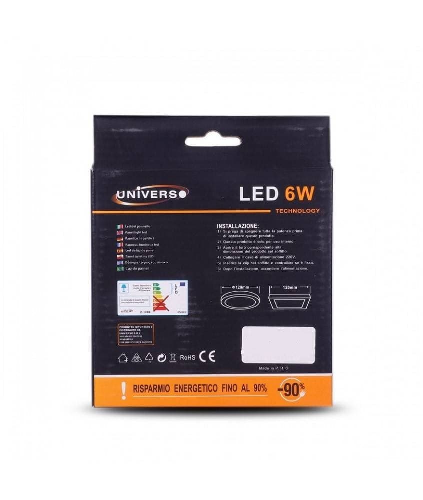 PANNELLO PLAFONIERA LED 6W TONDO PVC LUCE BIANCO CALDO FREDDO NATURALE P120B-T - 3