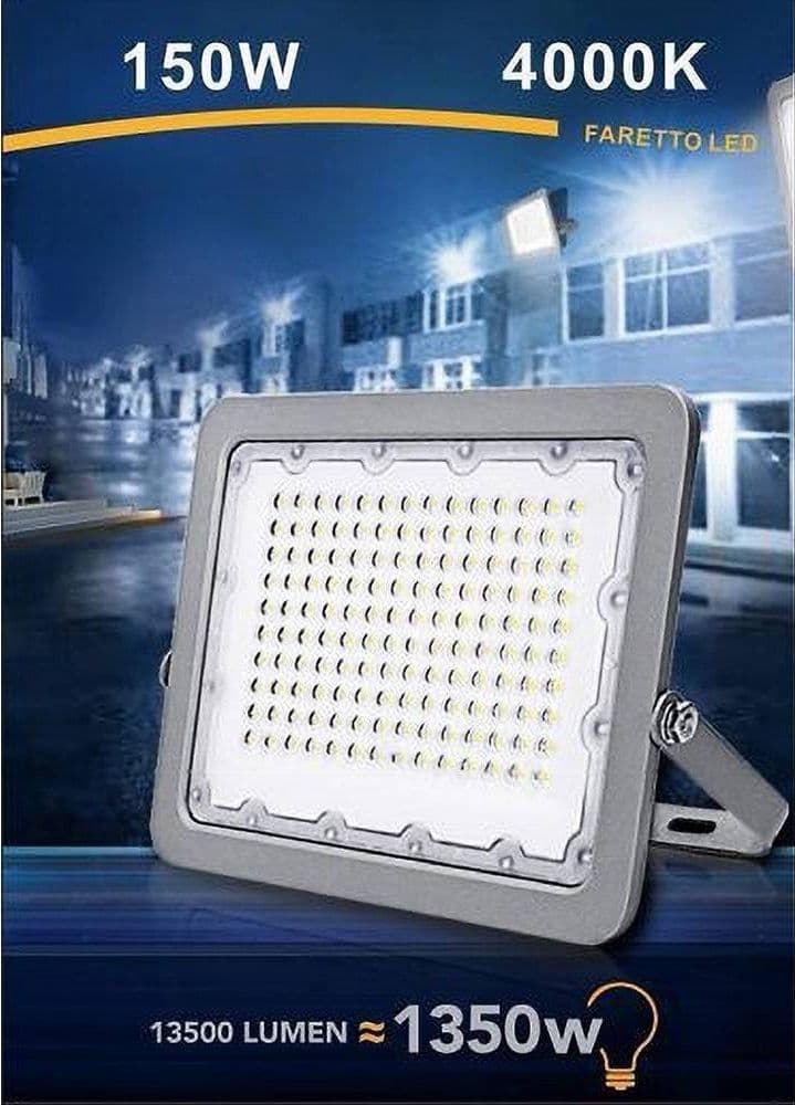 FARO LED 150W PROIETTORE ESTERNO IP65 GRIGIO LUCE 6500K 4000K 3000K FS150W-G5 - 4