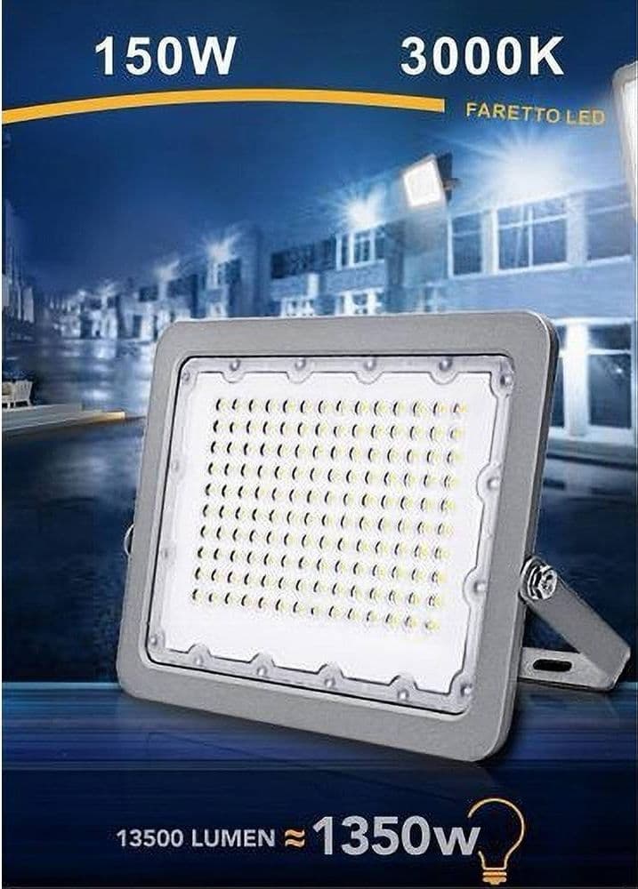 FARO LED 150W PROIETTORE ESTERNO IP65 GRIGIO LUCE 6500K 4000K 3000K FS150W-G5 - 5